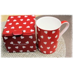 Hearts on Red Classico Mug  |  McIntosh Fine Bone China